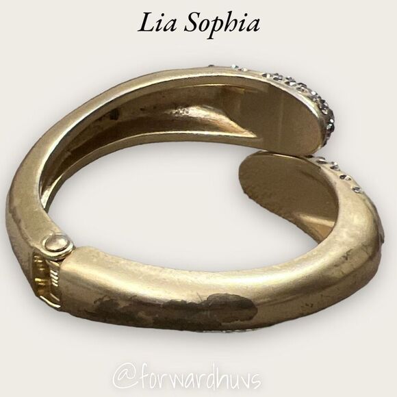 Gold Tone Rhinestone Lia Sophia Hinge Bracelet - Picture 5 of 10